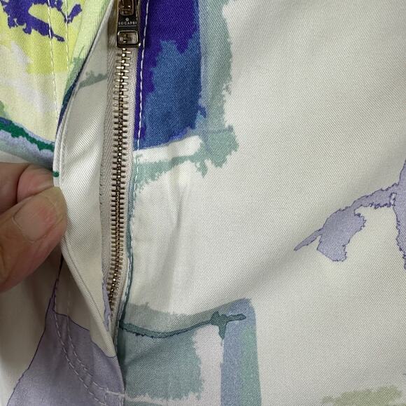 Socapri Khaki Shorts - Ivory with blue/grey print - size 42 Italian= 6 us - Picture 8 of 13